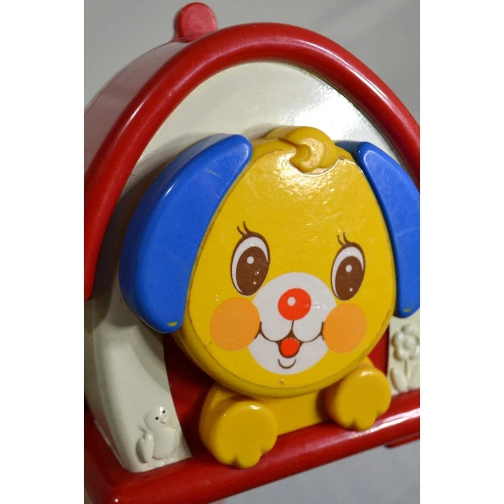 Vintage Fisher Price Kiddicraft Happy Puppy Wind Up Musical Toy #5617 *WORKS*